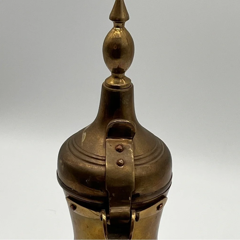 Vintage Etched Islamic Middle East Arabic Dallah Copper Brass Coffee Pot 10
